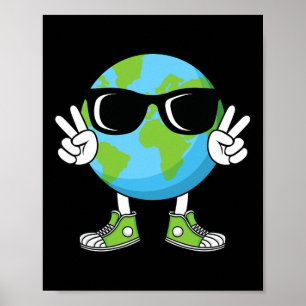 Funny Earth Day Planet Peace Hand Boys Mädchen Kin Poster