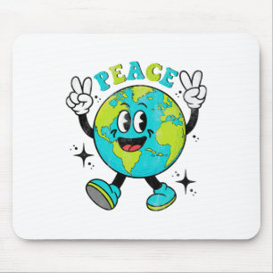 Funny Earth Globe World Peace Sign Earth Day Kinde Mousepad