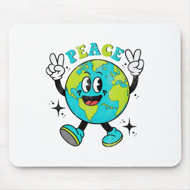 Funny Earth Globe World Peace Sign Earth Day Kinde Mousepad (Vorne)
