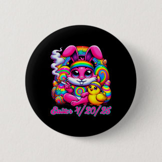 Funny Easter Bunny Chick Smoking  Button