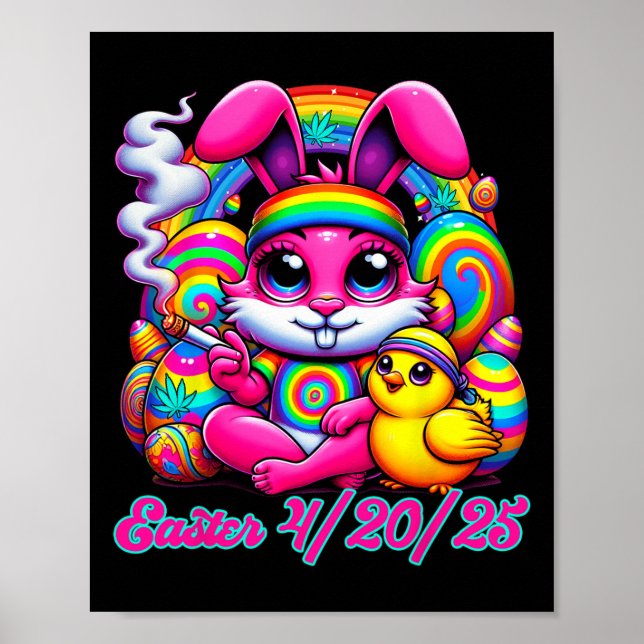 Funny Easter Bunny Chick Smoking  Poster (Vorne)