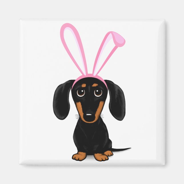 Funny Easter Bunny Dog Black And Tan Dachshund T S Magnet (Vorne)