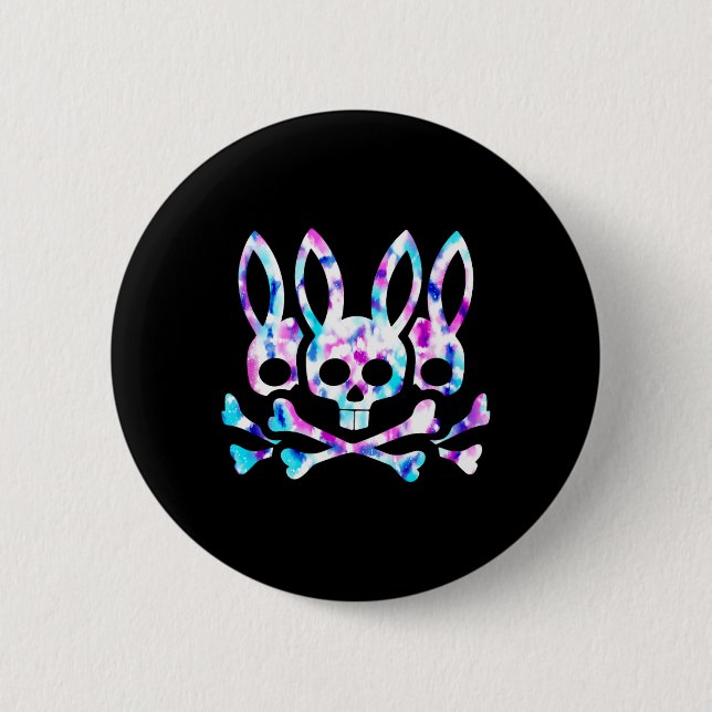 Funny Easter Bunny Retro Gefärbte Krawatte Bunny S Button (Vorderseite)