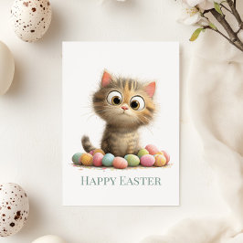 Funny Easter Cat Flat Greeting Card Feiertagskarte