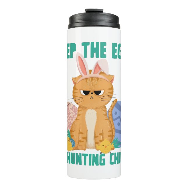 Funny Easter Cat Keep The Eggs Hunting Chicks Thermosbecher (Vorderseite)