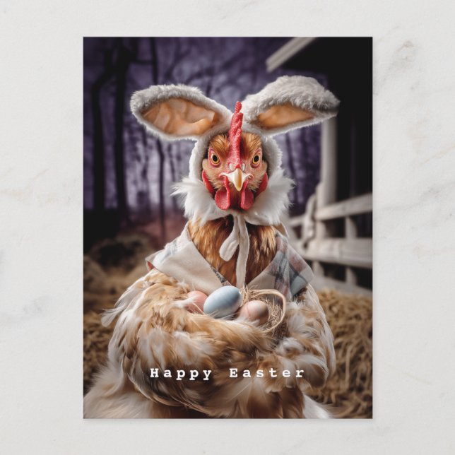 Funny Easter Chicken Bunny Costume Postkarte (Vorderseite)