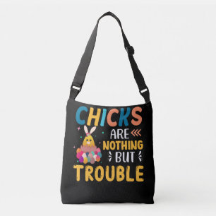 Funny Easter Chicks Are Nothing But Trouble Tragetaschen Mit Langen Trägern