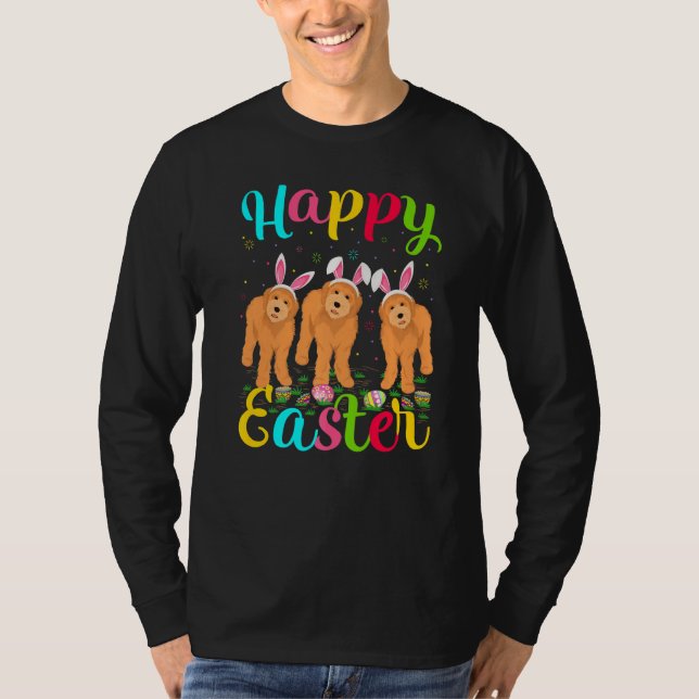 Funny Easter Egg Bunny Labradoodle Hund Happy East T-Shirt (Vorderseite)