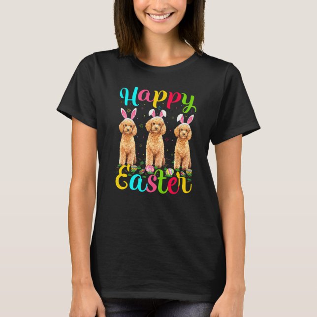 Funny Easter Egg Bunny Toy Poodle Dog Happy Osterf T-Shirt (Vorderseite)