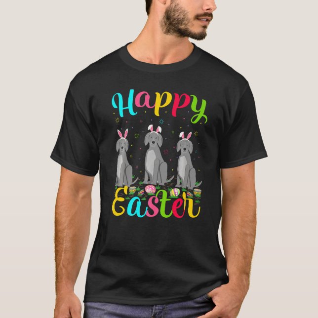Funny Easter Egg Bunny Weimaraner Hund Happy Oster T-Shirt (Vorderseite)