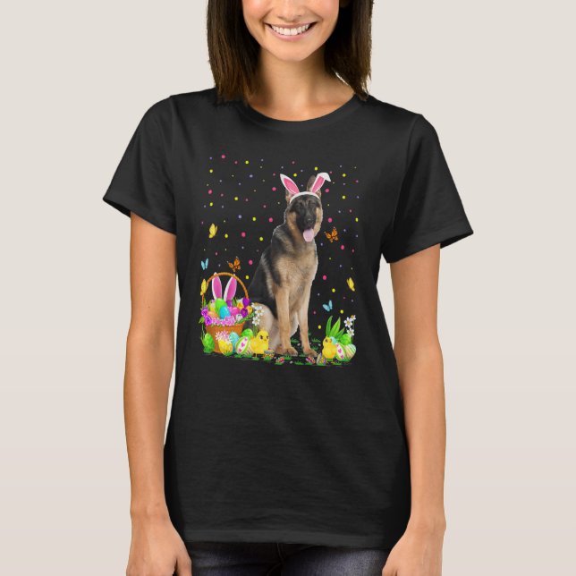 Funny Easter Egg Hunting German Shepherd Dog Easte T-Shirt (Vorderseite)