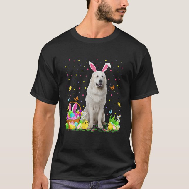Funny Easter Egg Hunting Great Pyrenees Dog Easter T-Shirt (Vorderseite)