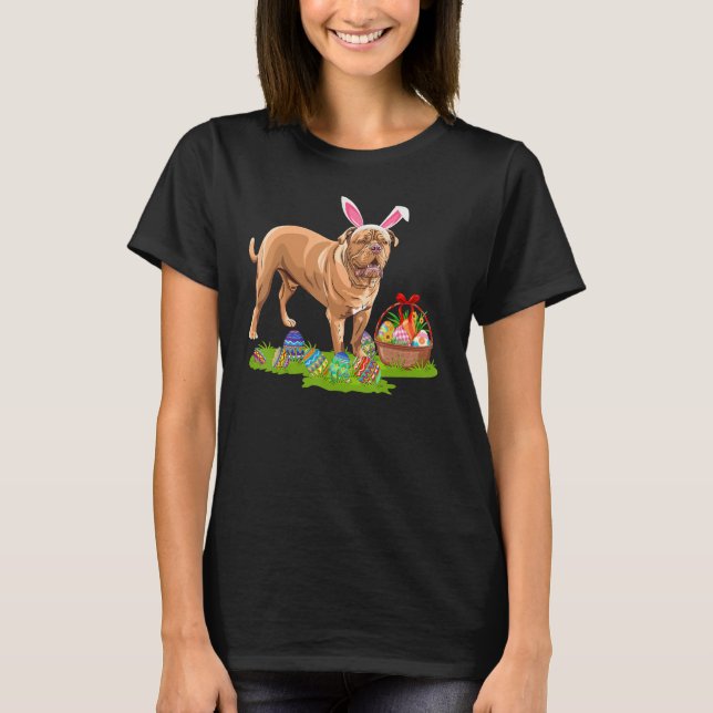 Funny Easter Egg Jagd Bunny Dogue De Bordeaux D T-Shirt (Vorderseite)
