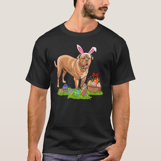 Funny Easter Egg Jagd Bunny Dogue De Bordeaux D T-Shirt (Vorderseite)