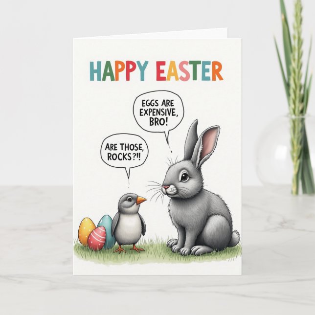 Funny Easter Eggs Message Card Karte (Vorderseite)