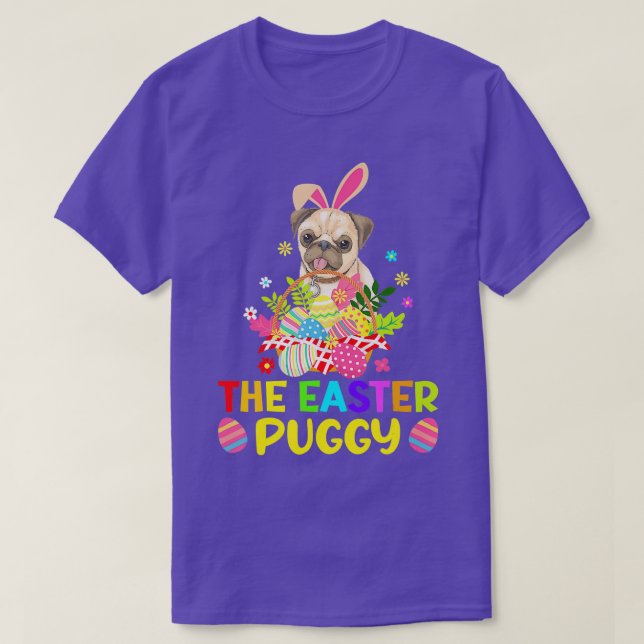 Funny Easter Mops Bunny Ear Eggs Basket Hunde Kind T-Shirt (Design vorne)