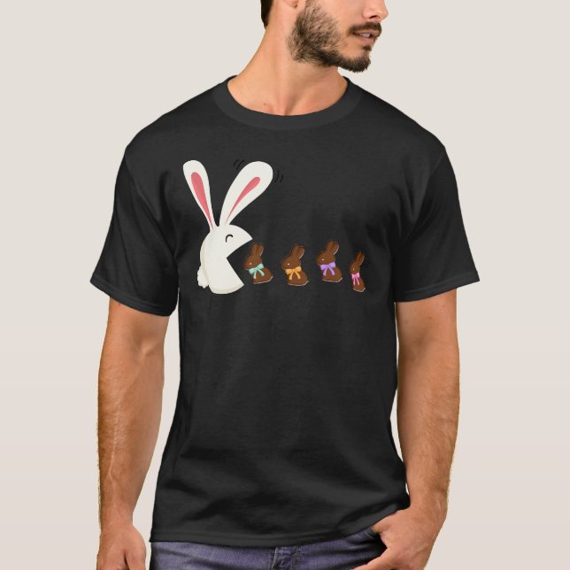 Funny Easter Rabbit Eating Chocolate Easter Bunnie T-Shirt (Vorderseite)