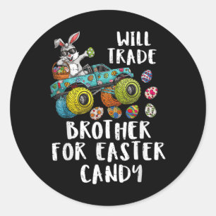 Funny Easter wird Brother gegen Candy Kids Boy tau Runder Aufkleber