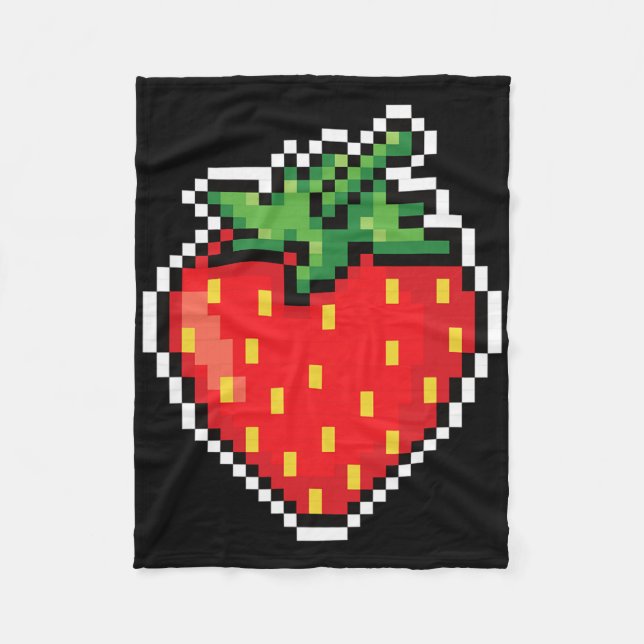 Funny Easy Halloween Costume Pixel Strawberry 80er Fleecedecke (Vorderseite)