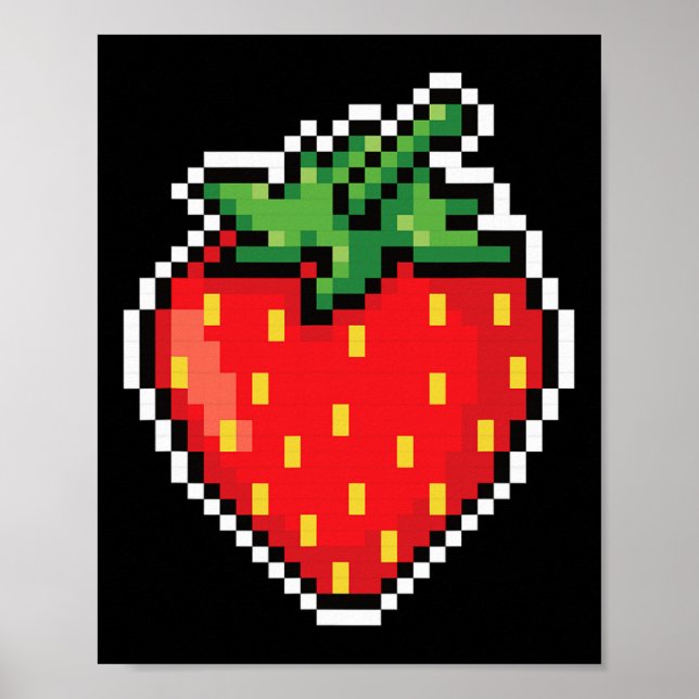 Funny Easy Halloween Costume Pixel Strawberry 80er Poster (Vorne)