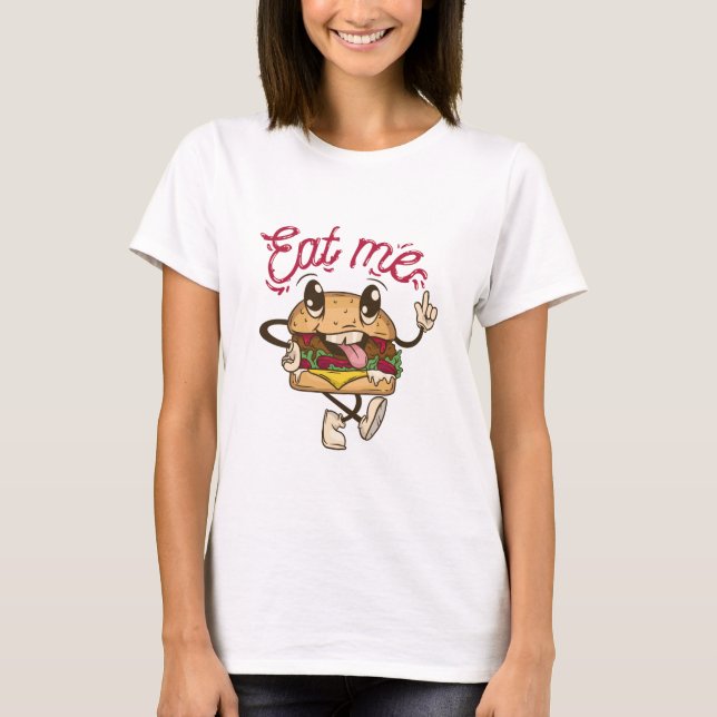 Funny Eat Me Cheeseburger T-Shirt (Vorderseite)