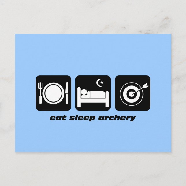 Funny eat sleep archery postkarte (Vorderseite)