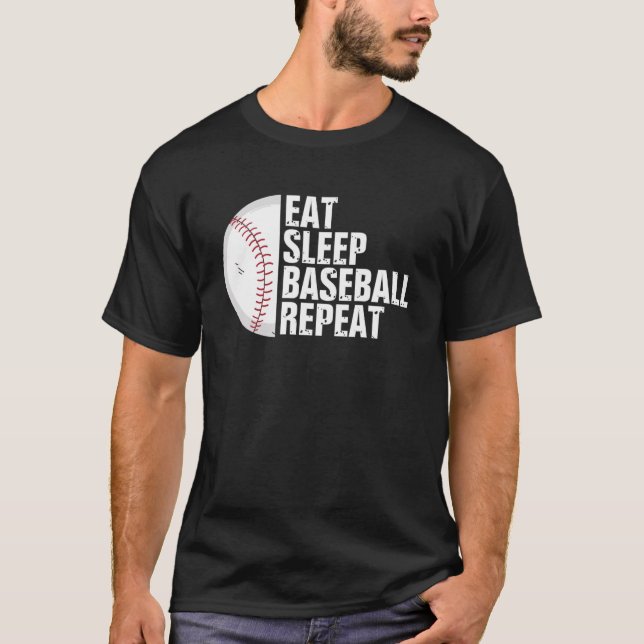 Funny Eat Sleep Baseball wiederholen Baseball-Spie T-Shirt (Vorderseite)