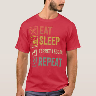 Funny eat sleep Ferret Legende wiederholen Retro-V T-Shirt