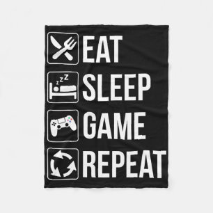 Funny Eat Sleep Game Wiederholung für Videospiele Fleecedecke
