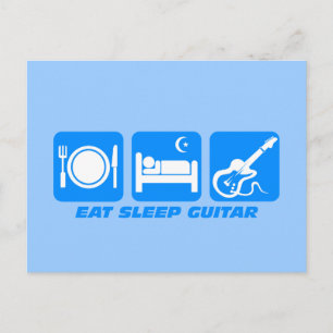 Funny eat sleep gitarre postkarte
