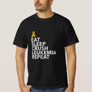 Funny Eat Sleep Leukemia Wiederholung Orange Ribbo T-Shirt