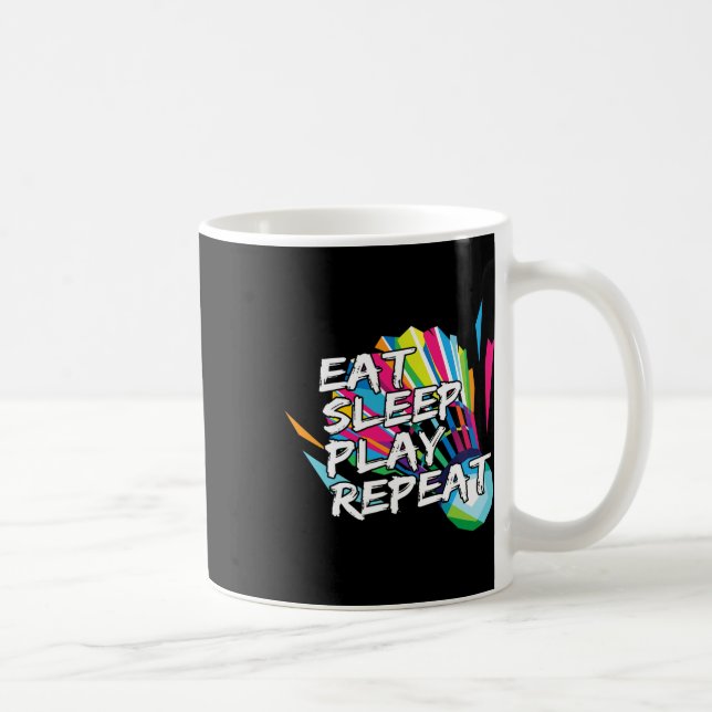 Funny Eat Sleep Play Wiederholung Spieler Geschenk Kaffeetasse (Rechts)