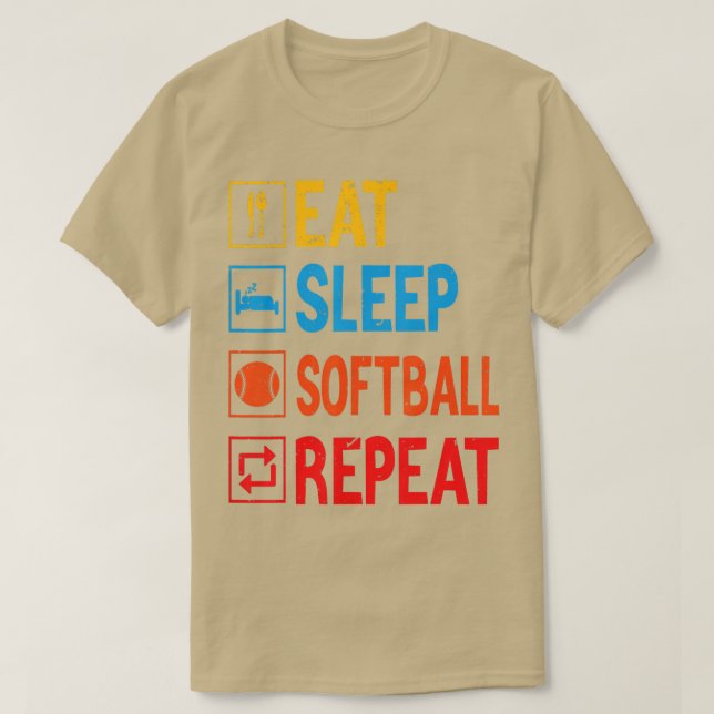 Funny Eat Sleep Softball Wiederholung Baseball Spi T-Shirt (Design vorne)