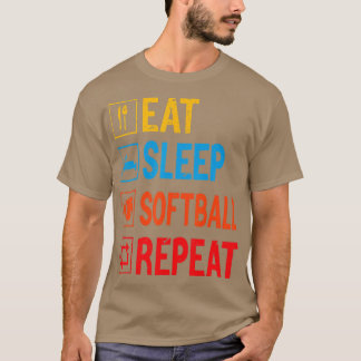 Funny Eat Sleep Softball Wiederholung Baseball Spi T-Shirt