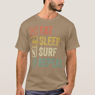 Funny eat sleep surfen wiederholen Retro Vintagen  T-Shirt