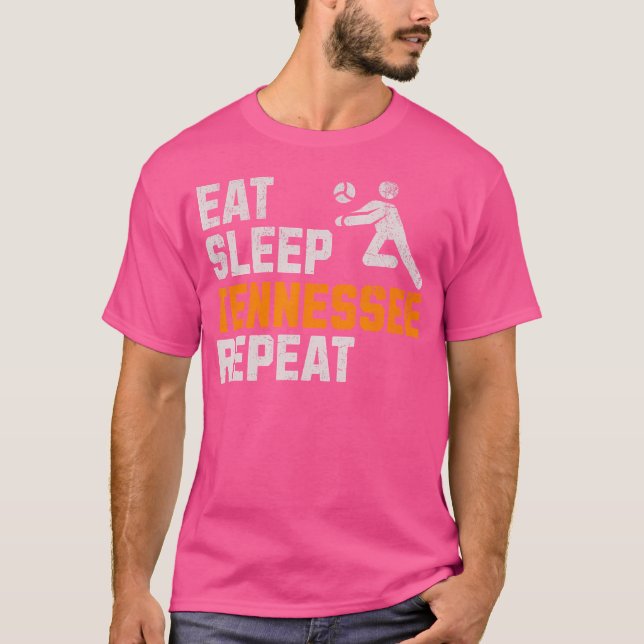 Funny Eat Sleep Tennessee Repeat Volunteer Staat V T-Shirt (Vorderseite)