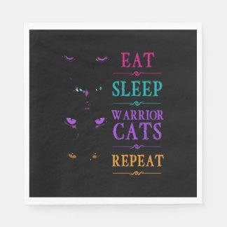 Funny Eat Sleep Warrior Katzen wiederholen Funny C Serviette