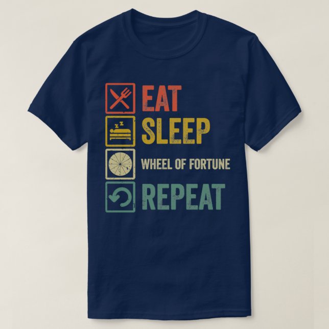 Funny eat sleep Wheof Fortune wiederholen Retro vi T-Shirt (Design vorne)