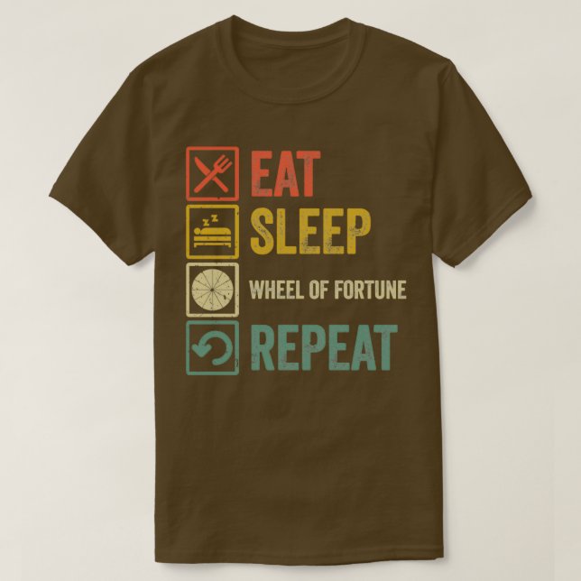 Funny eat sleep Wheof Fortune wiederholen Retro vi T-Shirt (Design vorne)