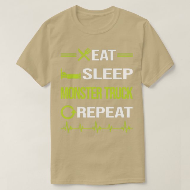 Funny Eat Sleep Wiederholung Monster Truck LKWs T-Shirt (Design vorne)