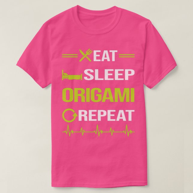 Funny Eat Sleep Wiederholung Origami T-Shirt (Design vorne)