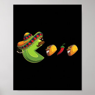 Funny Eating Tacos Cinco De Mayo Boys Kinder Frau  Poster