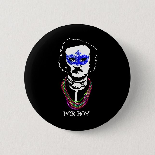 Funny Edgar Allan Poe Mardi Gras Mashup 1 Button (Vorderseite)