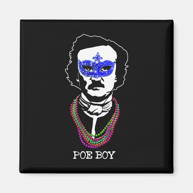 Funny Edgar Allan Poe Mardi Gras Mashup 1 Magnet (Vorne)
