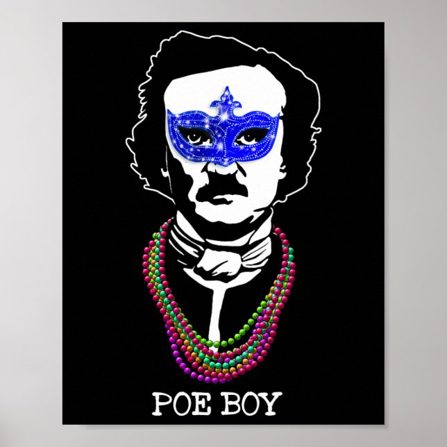 Funny Edgar Allan Poe Mardi Gras Mashup 1 Poster (Vorne)