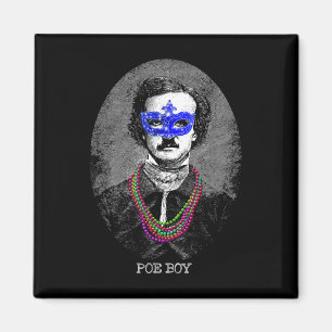 Funny Edgar Allan Poe Mardi Gras Mashup Magnet