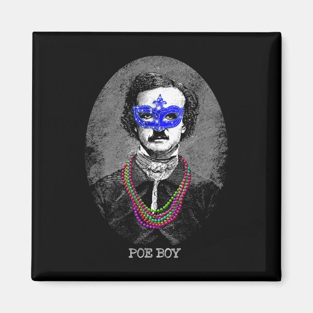 Funny Edgar Allan Poe Mardi Gras Mashup Magnet (Vorne)
