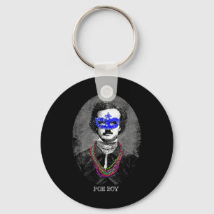 Funny Edgar Allan Poe Mardi Gras Mashup Schlüsselanhänger