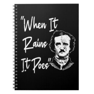 Funny Edgar Allan Poe Zitat Design Wenn es regnet Notizblock