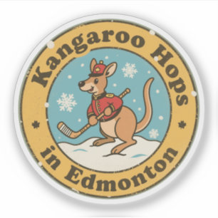 Funny Edmonton Kangaroo Hockey Aufkleber